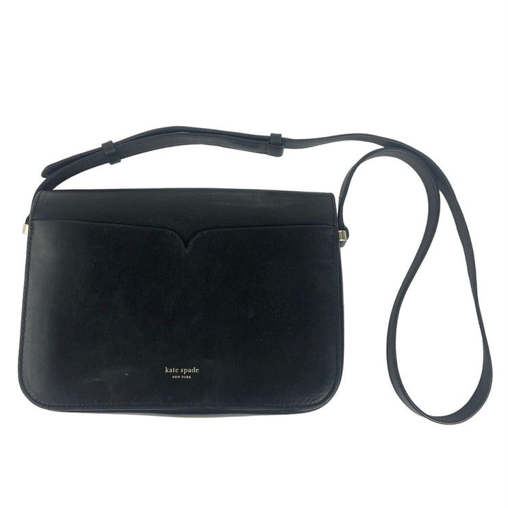 Kate Spade New York Black Nicola Twistlock Leather Flap Shoulder Bag Small