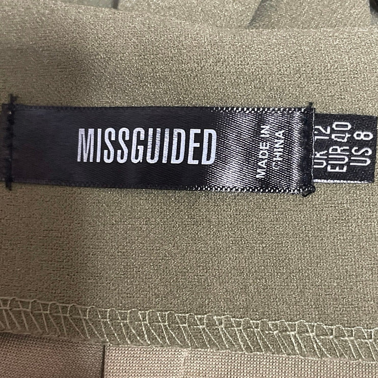 Missguided Women's Green Lace Up Strap Back Zip Mini Straight Pencil Skirt Sz 8