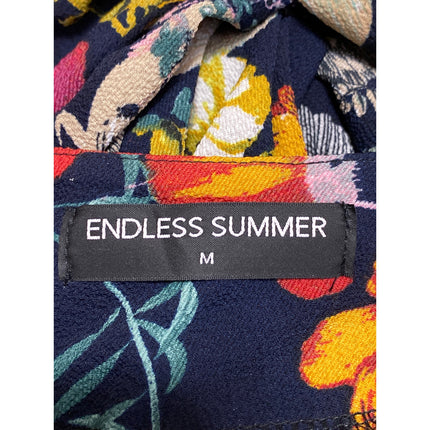 Endless Summer Multicolor Floral Sleeveless Plunge Neck Wide Leg Jumpsuit Sz M