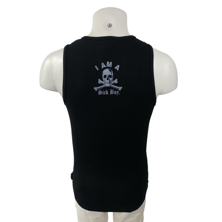 Sick Boy Motorcycles Black Graphic Ribbed Sleeveless Muscle Tee Tank Top Size XL