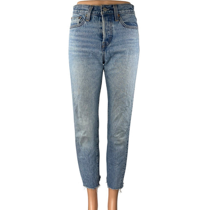 Levi's Wedgie Women's Blue Mid Rise Frayed Raw Hem Skinny Denim Jeans Pants 24