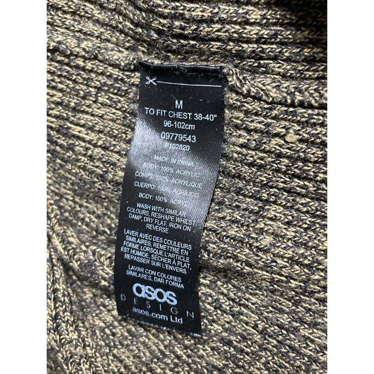 ASOS Men's Olive Green Ribbed Knit Crew Neck Long Sleeve Sweater Top Size M