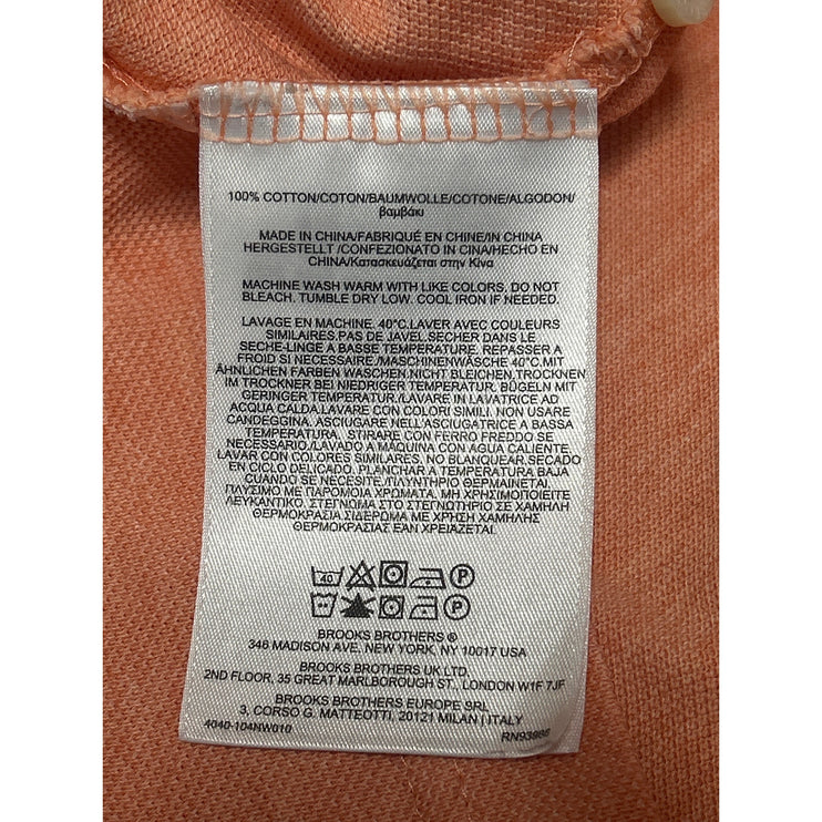 Brooks Brothers Men's Orange Coral Logo Slim Short Sleeve Polo Shirt Top Size S