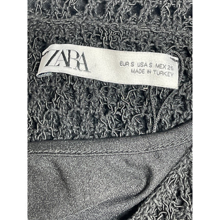 ZARA Black Crochet Knit Sleeveless Cami Camisole Mini A-line Tank Dress Size S