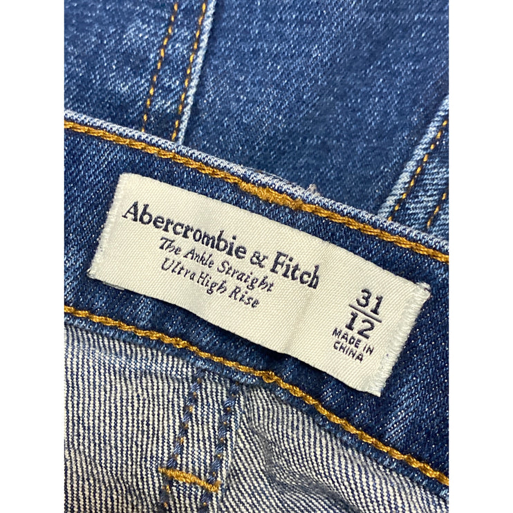 Abercrombie & Fitch Ankle Straight Blue Ultra High Rise Straight Denim Jeans 31