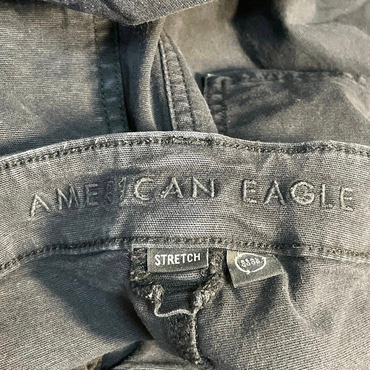 American Eagle Women's Black Stretch Straight Leg Cargo Trousers Jeans Pants 8