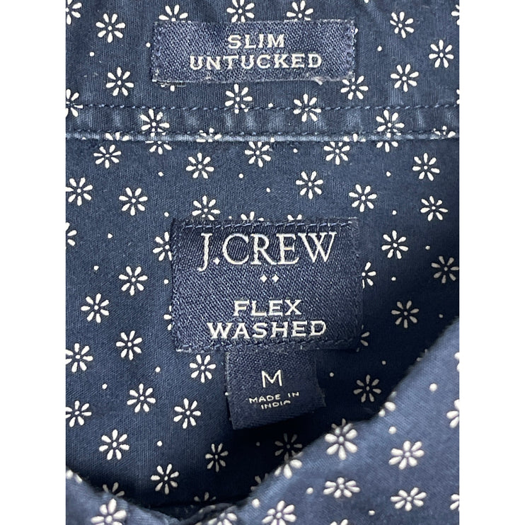 J.Crew Flex Men's Blue Floral Slim Untucked Long Sleeve Button Down Shirt Top M