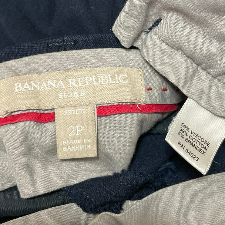 Banana Republic Sloan Women Black Mid Rise Skinny Cropped Trousers Pants Size 2P
