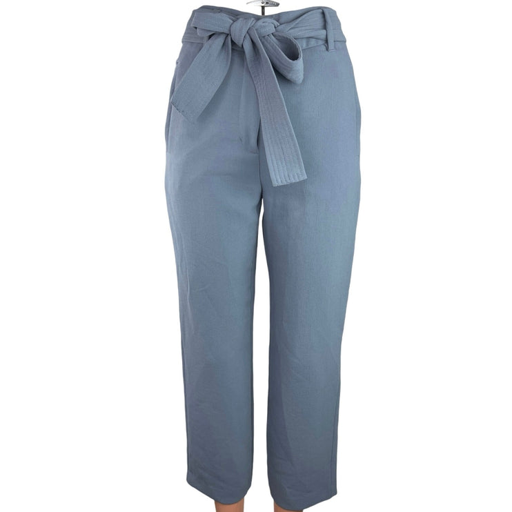 Aritzia Wilfred Blue Crepe High Rise Belted Tie Waist Crop Trouser Pants Size 0