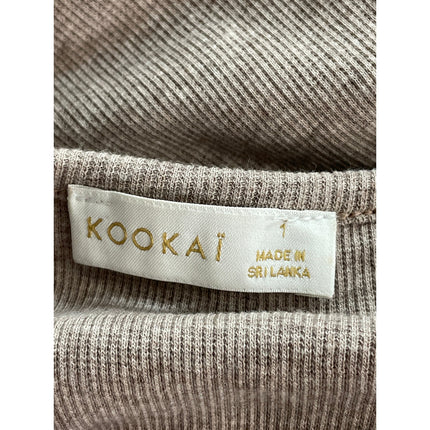 Kookai Beige Ribbed Knit Bustier Sleeveless Tank Crew Mini Bodycon Dress Size 1