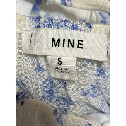 Mine Women's White Blue Floral Tiered Sleeveless Mini Tank Flare A-Line Dress S