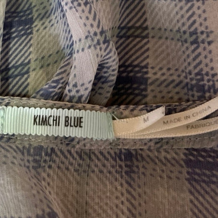 Urban Outfitters Kimchi Blue Plaid Check Lace Short Sleeve Button Shirt Dress M