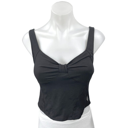 Free People Kindred Black Sleeveless Ruched Knot Cutouts Bustier Crop Tank Top S