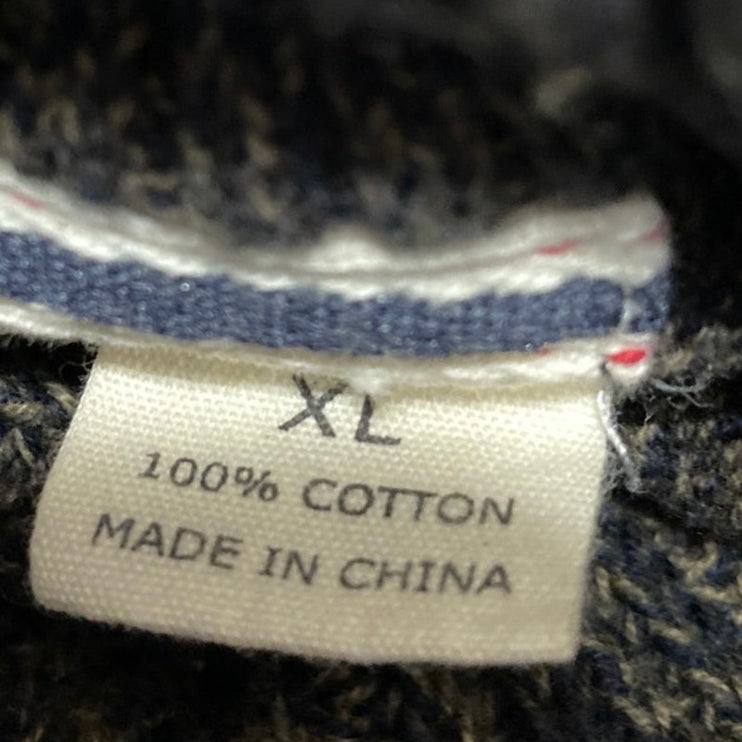 Vintage Weatherproof Men's Gray Long Sleeve Waffle Knit Henley Sweater Top XL