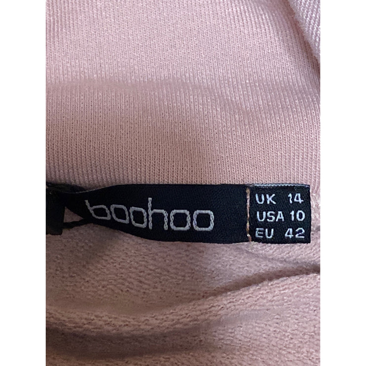 NEW Boohoo Women's Pink Mock Neck Long Sleeve Crop Sweater Sweatshirt Top Sz 10