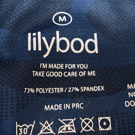 Lilybod Blue Camo Camouflage Sleeveless Activewear Sports Bra Crop Tank Top Sz M