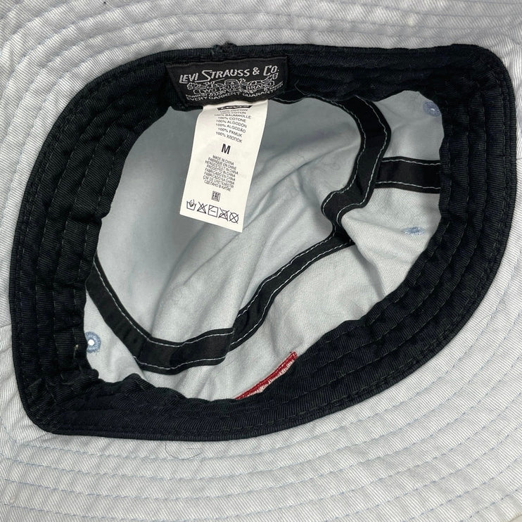 Levi's Women's Blue Batwing Spellout Logo Casual Cotton Bucket Hat Cap Size M