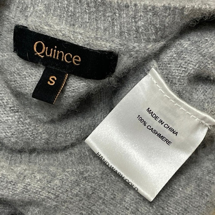 Quince 100% Cashmere Women's Heather Gray Long Sleeves Knit Crew Sweater Top S
