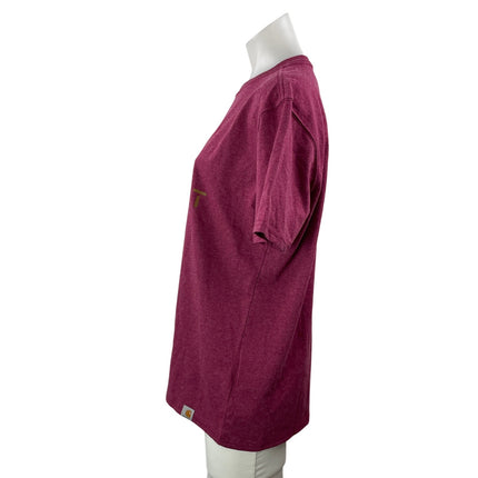 NEW Carhartt Womens Maroon Logo Graphic Loose Fit Short Sleeve T Shirt Tee Top M