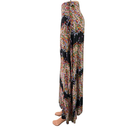 June & Hudson Women's Multicolor Floral High waisted Maxi Flared A-Line Skirt XS