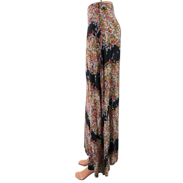 June & Hudson Women's Multicolor Floral High waisted Maxi Flared A-Line Skirt XS