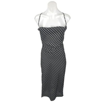 Runaway Black White Star Sleeveless Cowl Neck Cami Strappy Midi Slip Dress Sz S
