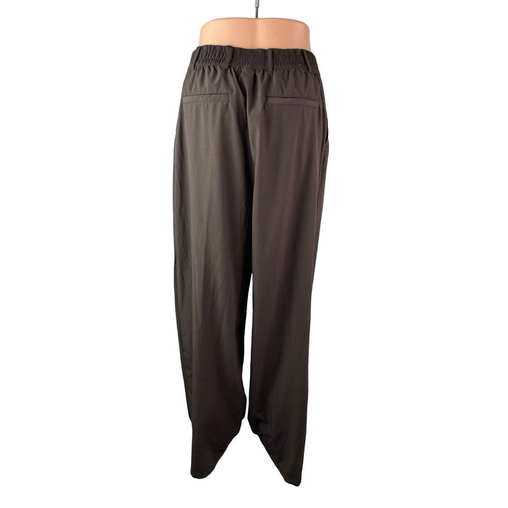 Gapfit Women's Brown High Rise Pleated Wide Leg Straight Trousers Pants Size M