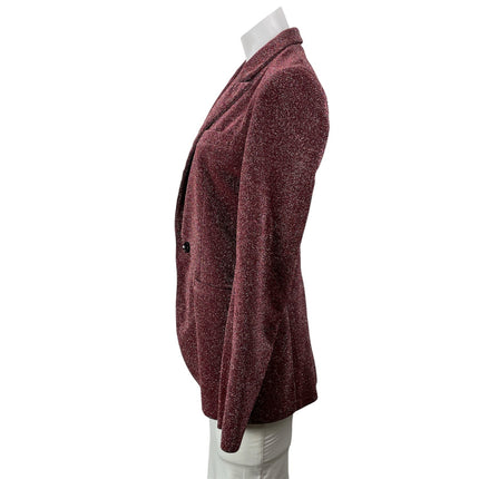 NEON BLONDE Seventeen Blazer Womens Wine Red Metallic Lurex Blazer Coat Jacket M