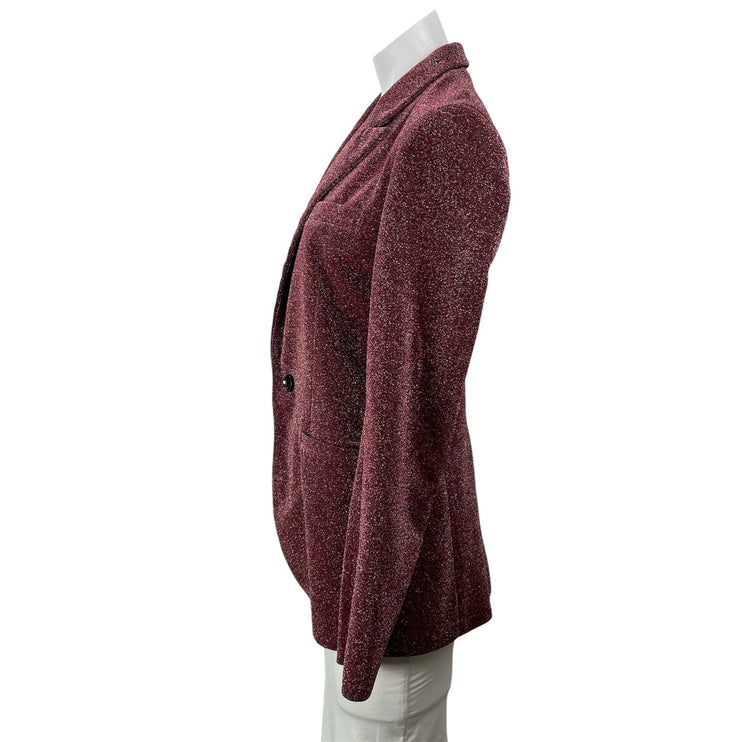 NEON BLONDE Seventeen Blazer Womens Wine Red Metallic Lurex Blazer Coat Jacket M