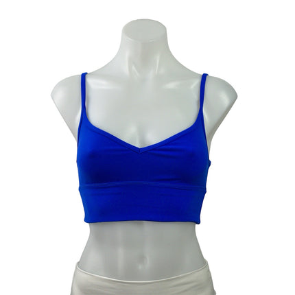 Lululemon Womens Blue Sleeveless V Neck Yoga Athletic Sports Bra Crop Top Size S