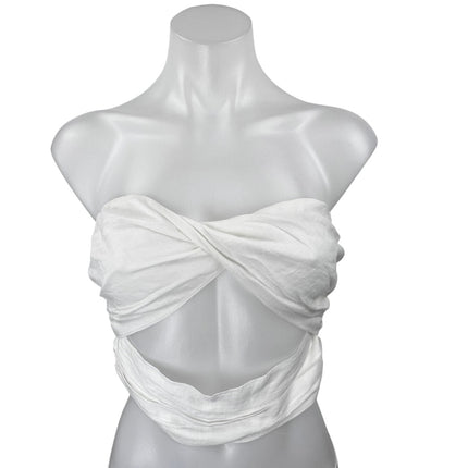 NEW Princess Polly White Strapless Sleeveless Bandeau Cutout Crop Top Size 4