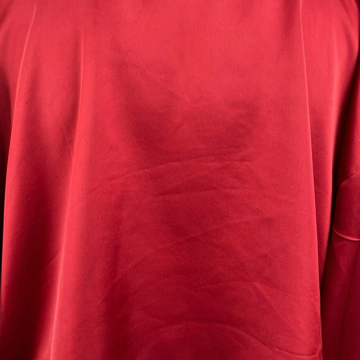 NEW Eloquii Women's Red Satin Silk Long Sleeve Deep V Neck Blouse Top Size 28
