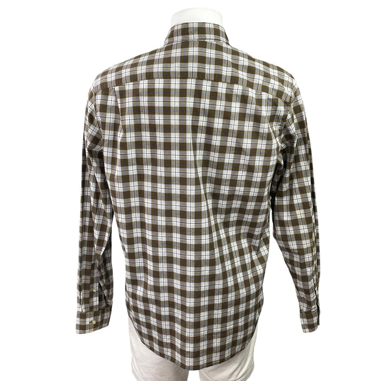 Gap Men's Olive Green Stretch Standard Fit Long Sleeve Button Down Shirt Top L