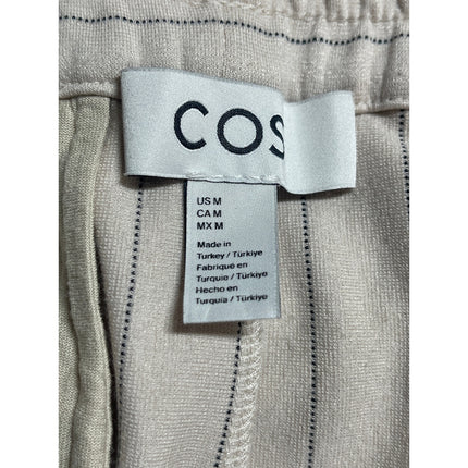 Cos Womens Beige Stripe High Rise Elastic Waist Palazzo Wide Leg Trouser Pants M