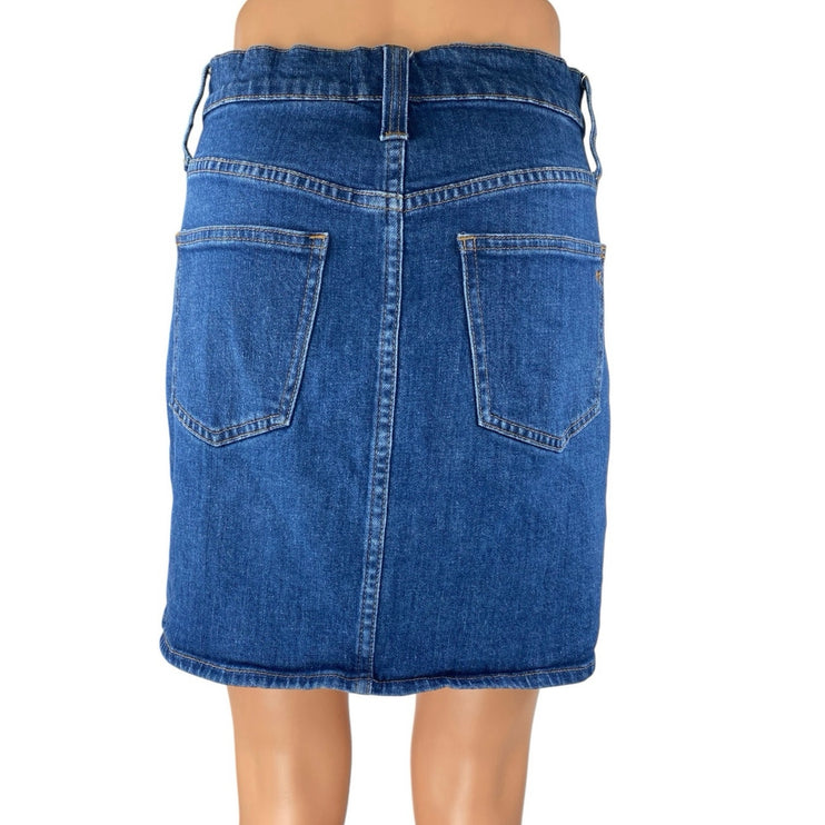 Madewell Women's Blue Button Up Medium Wash Pencil Denim Jean Skirt Size 27