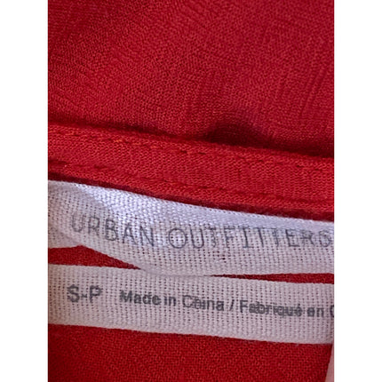 Urban Outfitters Womens Red Linen Twist Front Long Sleeve Blouse Crop Top Size S