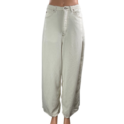 Free People We The Free Old West Slouchy White Wide Leg Baggy Denim Jeans Sz 30