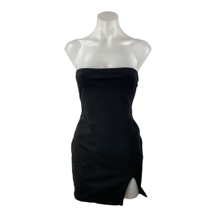 By The Way Black Strapless Tube Bandeau Slit Sleeveless Mini Bodycon Dress Sz S