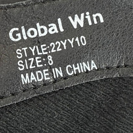 Global Win Black Faux Leather Stitch Embroidered Mid Calf Western Cowboy Boots 8