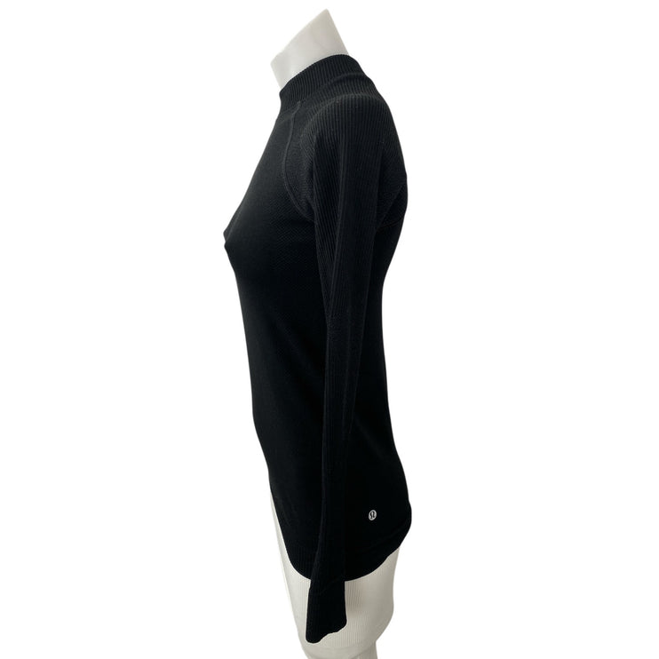 Lululemon Black Wool Long Sleeve Slim Yoga Gym Athletic Activewear T-Shirt Top S