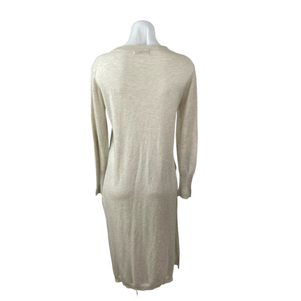 Zara Women's Beige Front Seam Knit Long Sleeve Midi Sheath Sweater Dress Size M