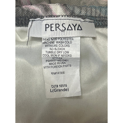 Persaya Gray Marble Print Elastic Waist Mesh Sheer Knee Length Pencil Skirt L