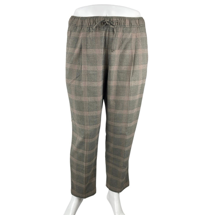 NEW Old Navy Billie Women's Gray Plaid Check Straight Trousers Pants Size XL