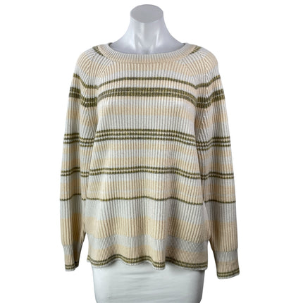J. Crew 100% Cashmere Multicolor Ribbed Knit Striped Pullover Sweatshirt Top S