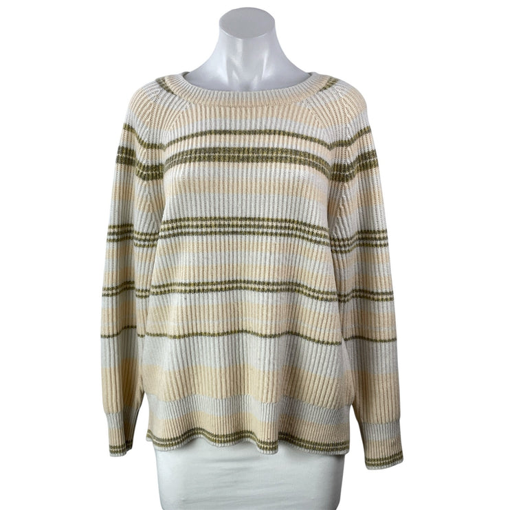 J. Crew 100% Cashmere Multicolor Ribbed Knit Striped Pullover Sweatshirt Top S