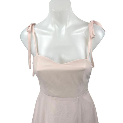 Azazie Pink Sleeveless Tie Strap Bridesmaid Cami Tank Fit & Flare Midi Dress 14