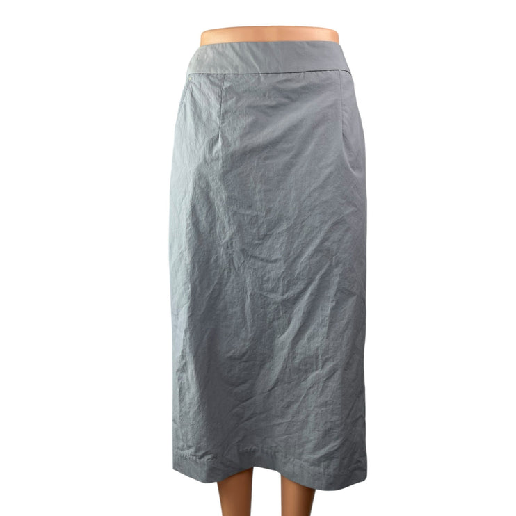 Lebrown Women's Gray High Waisted Pull On Back Slit Midi Pencil Skirt Size M