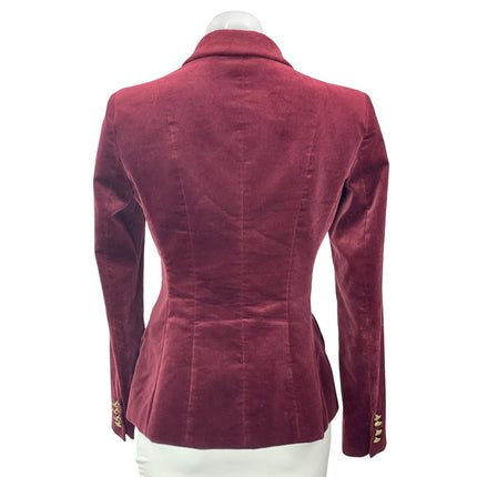 Max&Co Women's Red Burgundy Velvet Velour Peak Double Breasted Blazer Jacket 4