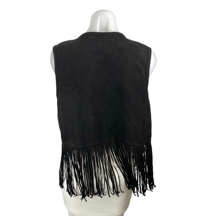 Women's Western Hippie Cowgirl Faux Suede Fringe Tassel Rivet Stud Vest Top Sz S