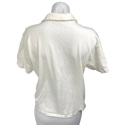 Madewell Women's White Short Sleeve Pocket Cotton Button Up Shirt Top Size XS